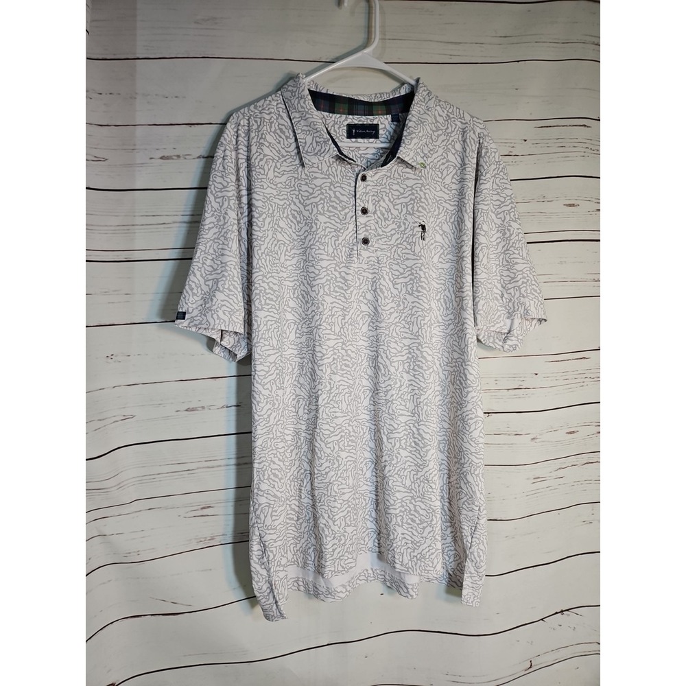 William Murray Polo Shirt Mens XL White Fairways Pattern Golf Performance
